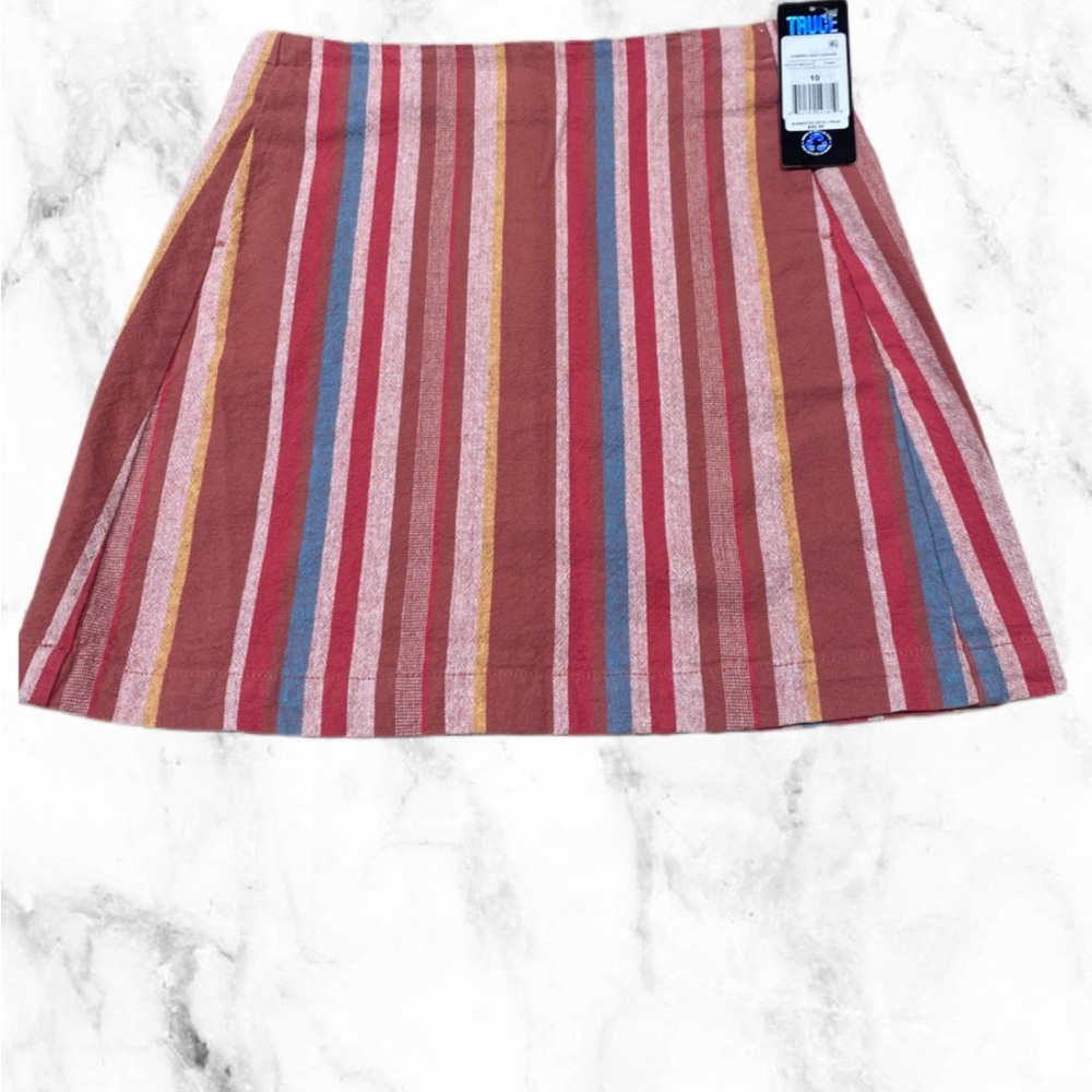 Truce Girl's Multicolor Vertical Stripe Short Mini Skirt With Pockets size 10